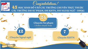 CHÚC MỪNG 43 HỌC SINH LỚP 9 THCS DỊCH VỌNG ĐỖ VÀO CÁC TRƯỜNG CHUYÊN ĐH SƯ PHẠM, ĐH KHTN, ĐH NGOẠI NGỮ -ĐHQG